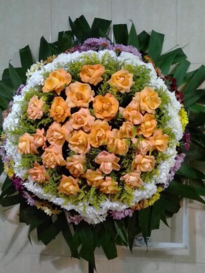 Coroa de Flores Rosas Laranja